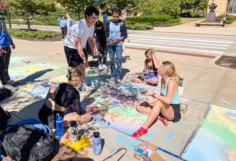 Students at KU Homecoming Chalk N' Rock
