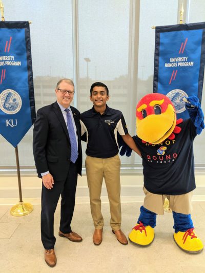 Achal Patel with Chancellor Girod and Baby Jay